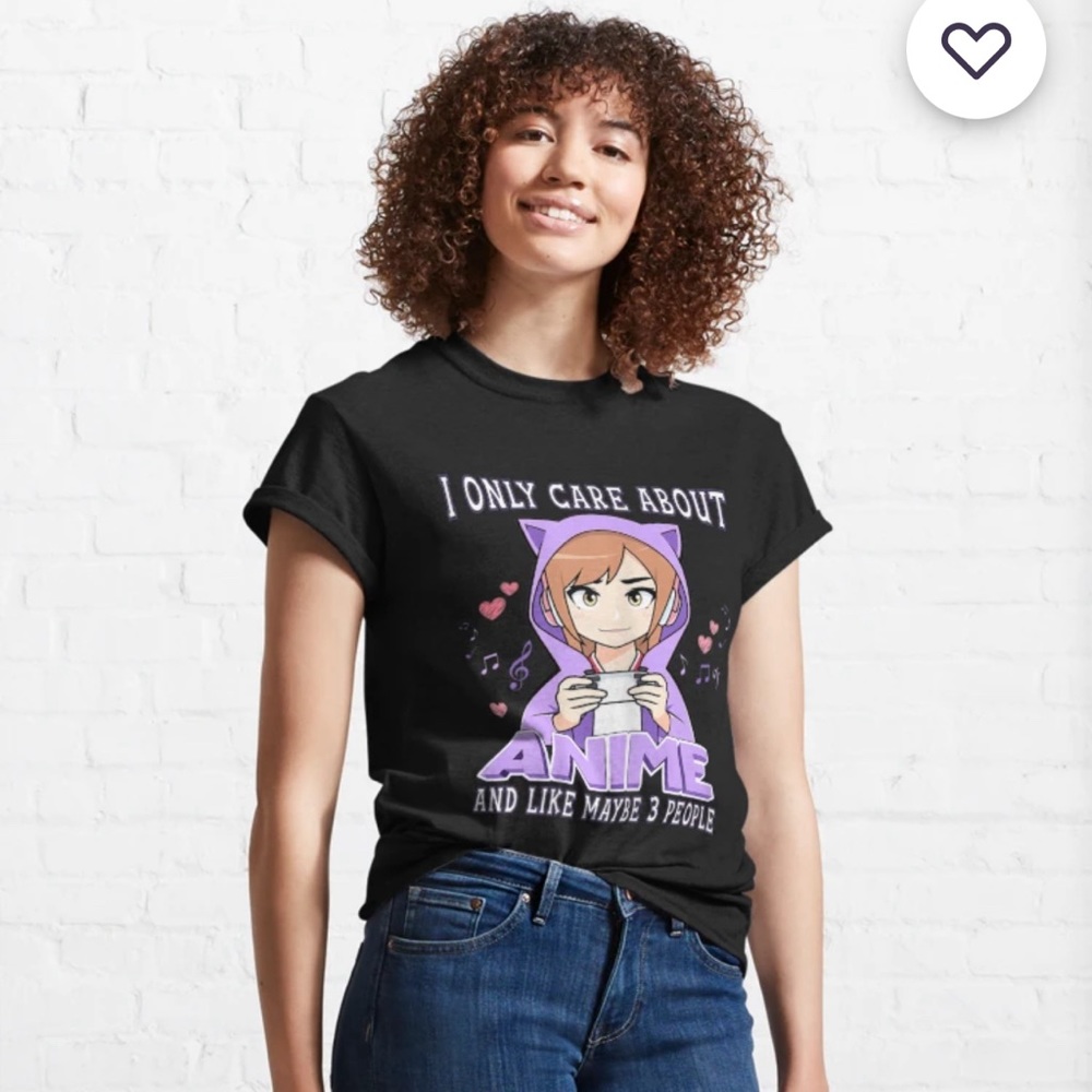 Anime Girl Graphic I Only Care About Anime Black Tshirt XL